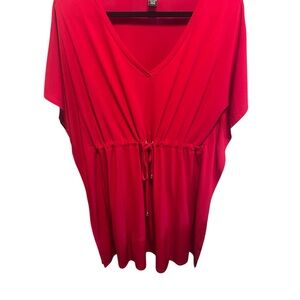 Spense Vibrant Red V-Neck Tunic Top